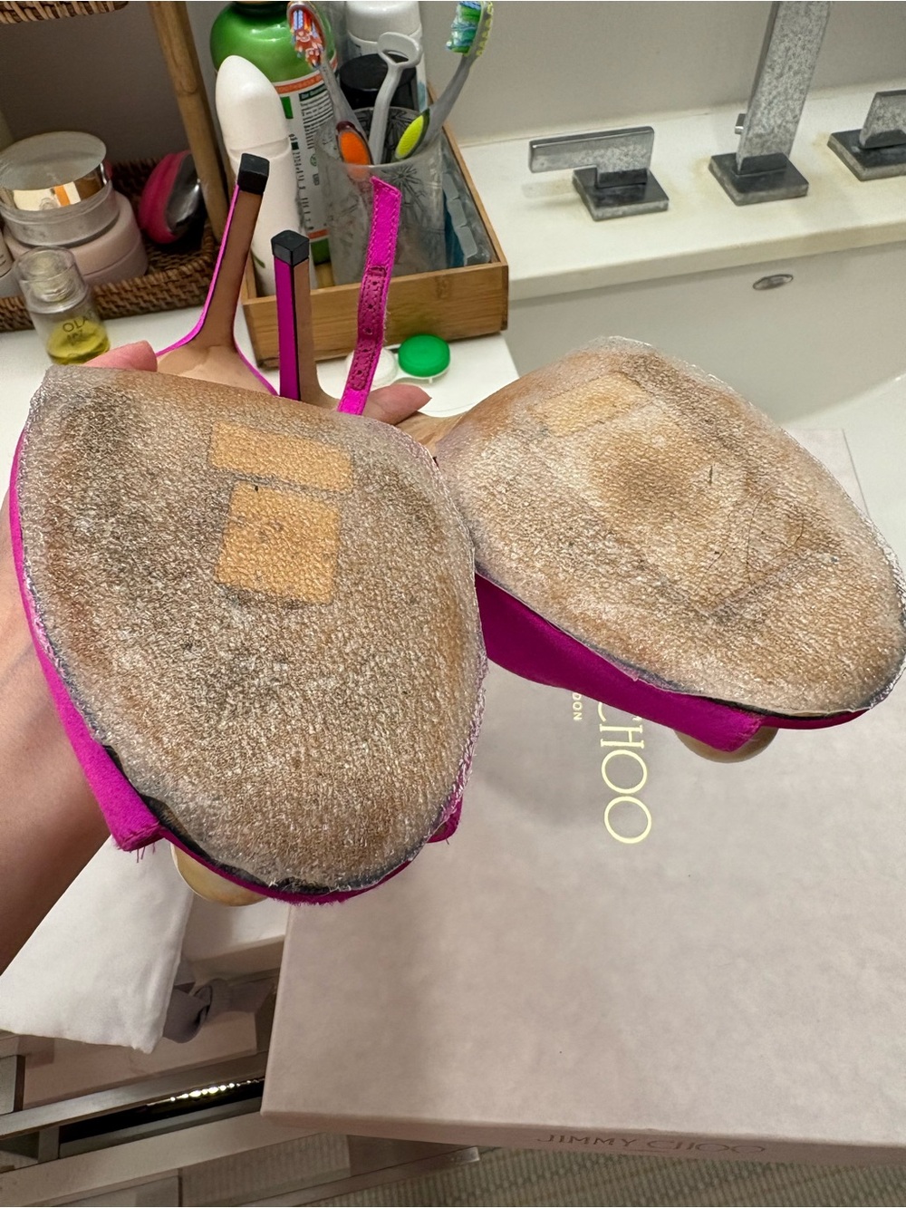 Jimmy Choo Hot Pink Satin Sacora 85 - Picture 9 of 10